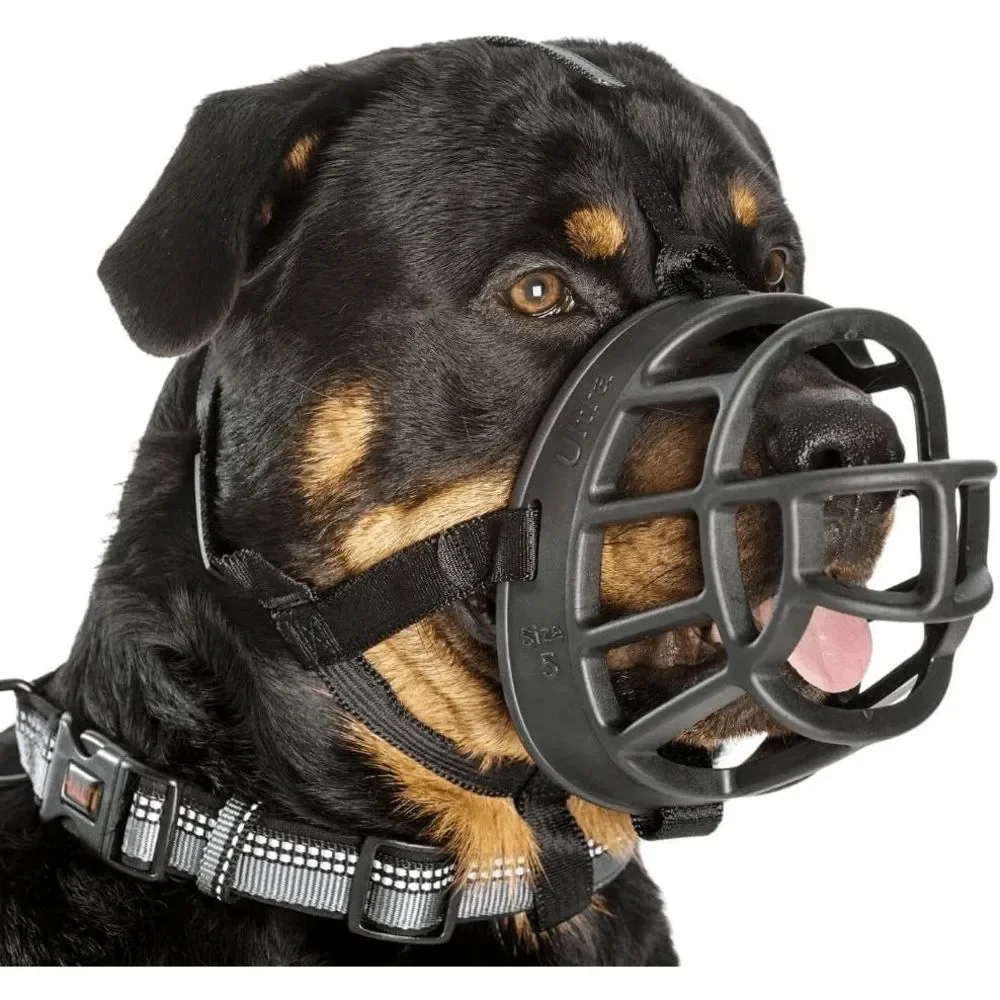 BASKERVILLE Ultra Dog Muzzle Black Size 5,Large Dogs,Prevents Chewing& Biting,